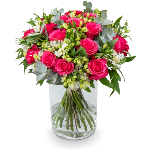 Bouquet with roses and alstromerias